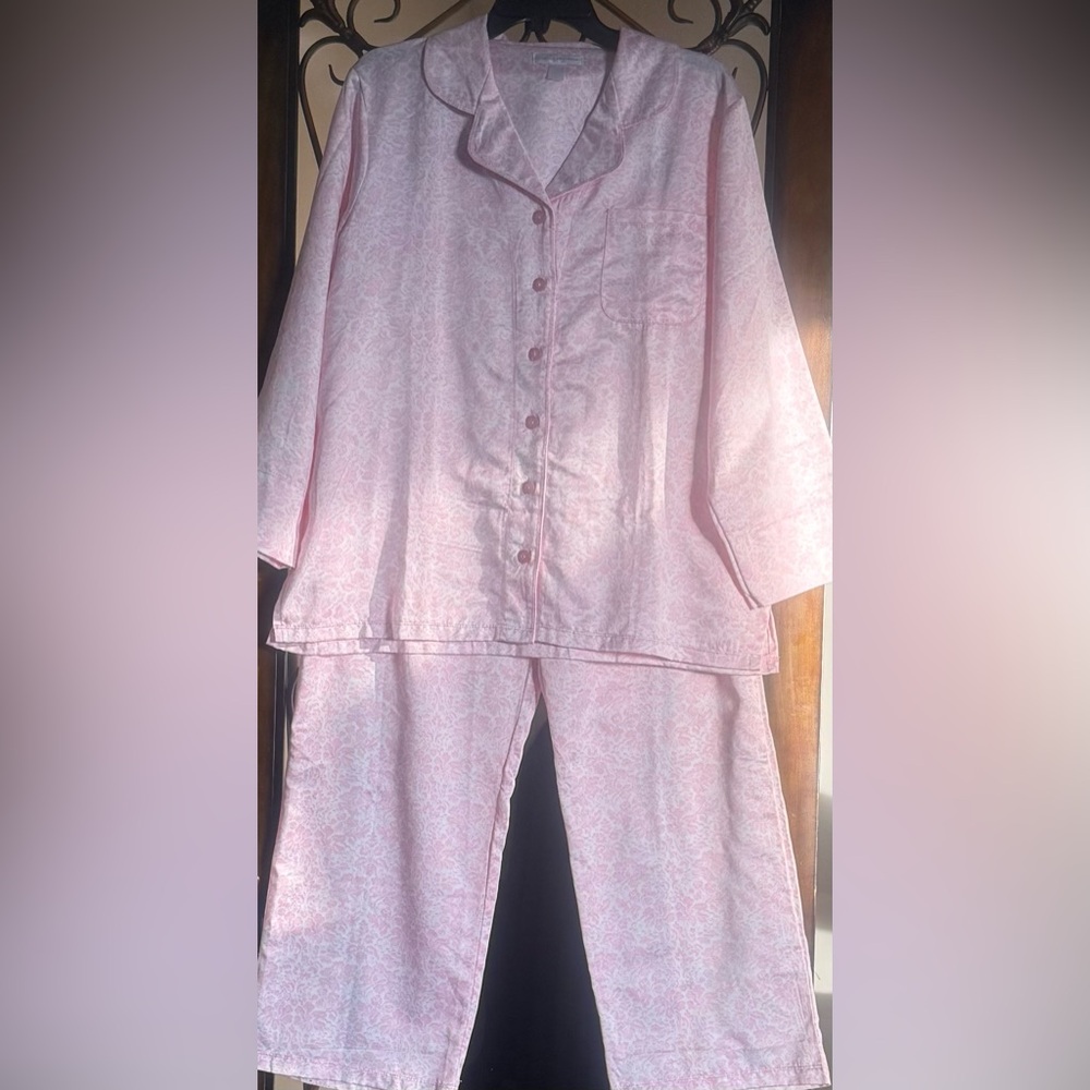 Pink Women’s Loungewear Set - Soft Button-Up Top & Pants